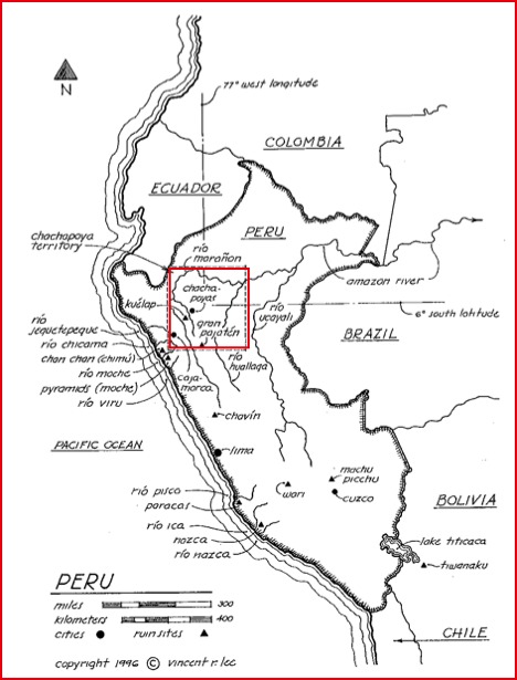 Map showing location of Chachapoyas civilization.