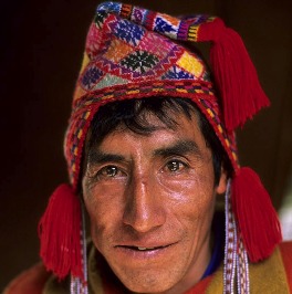 Peruvian wearing his chullo.