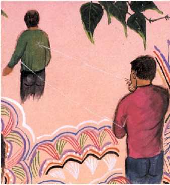 Huaní. Detail from a painting by vegetalista Pablo Amaringo from one of his ayahuasca visions.