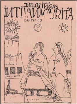 Pacaritambo, drawing by Felipe Guaman Poma de Ayala.
