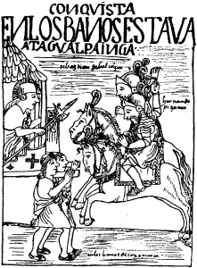 Pizarro, by Felipe Guaman Poma de Ayala (right).