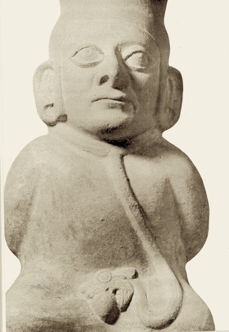 Mochica ceramic showing a man being punished for a sexual crime.