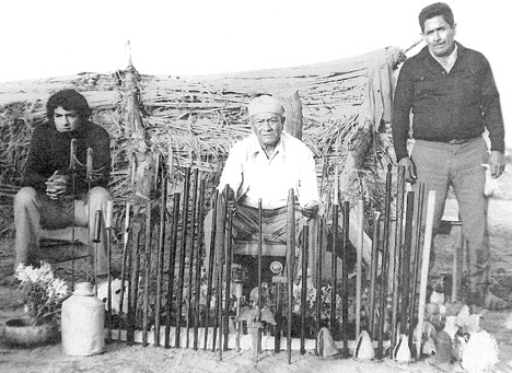 Don José Paz Chapañon and his assistants, Lambayeque, Peru, 1980.